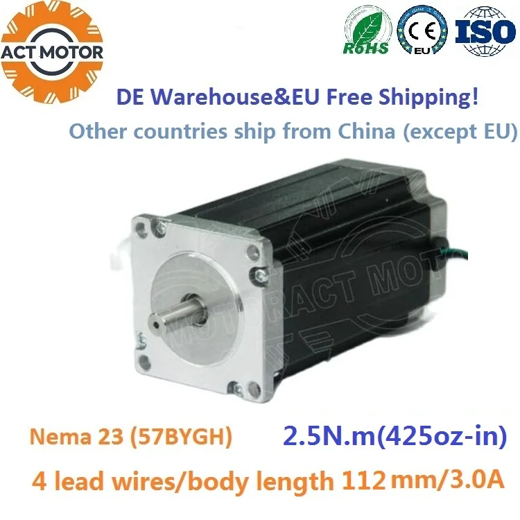 EU Free!ACT Motor Nema23 Stepper 23HS2430 Single Shaft 4-Lead 425oz-in 112mm 3.0A BipolarCNC router/engraving machine | Обустройство