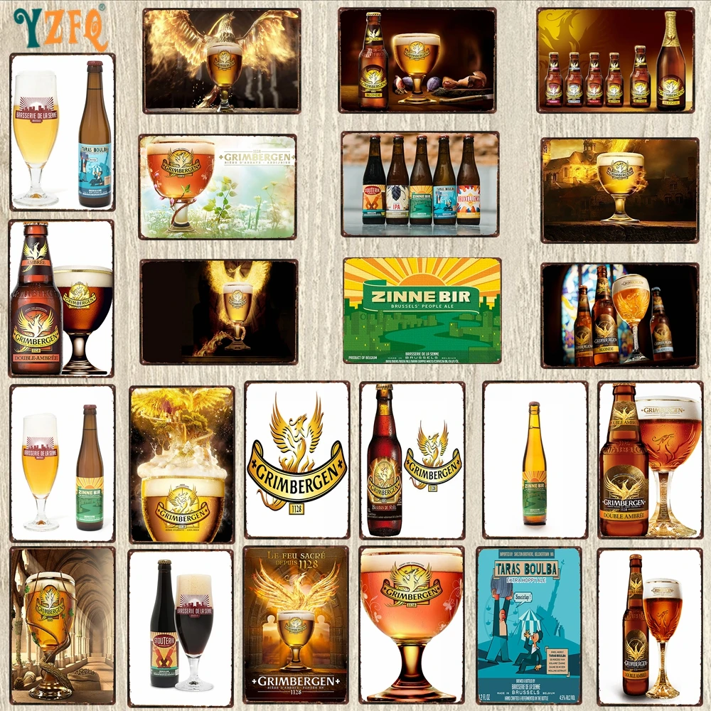 

[YZFQ ]Belgian Beer Tin Signs Plaque Metal Vintage Poster Wall Bar Home Pub Art Kitchen BBQ Restaurant Decor 30X20CM DU-8307A