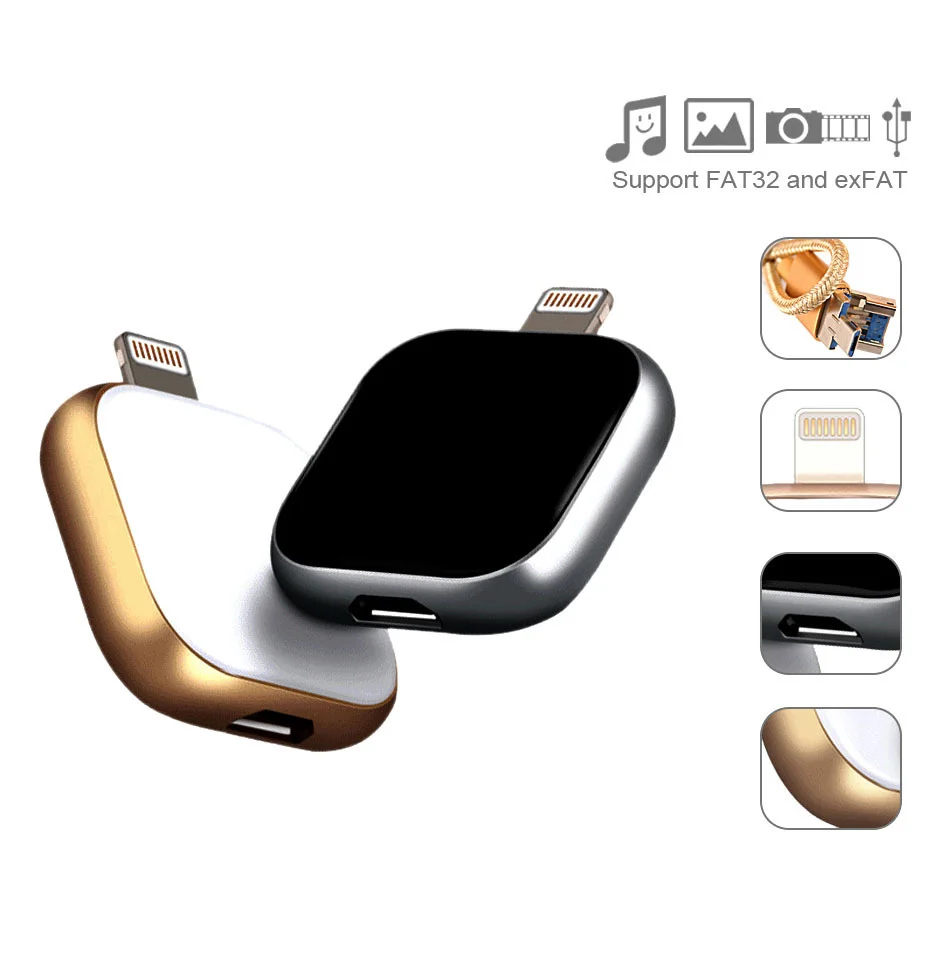 

USB Flash Drive 32gb 64gb 128gb Pendrive for iPhone 6/6s/6Plus/7/7Plus/8/X iPad Macbook Metal & Glass Pen Drive 256gb Usb Flash