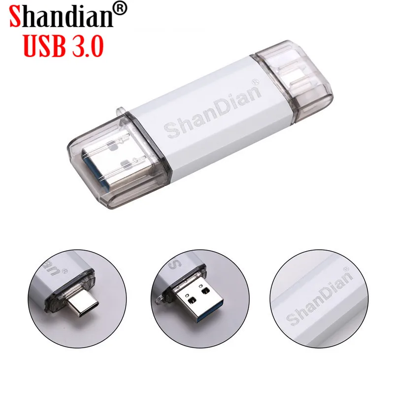 SHANDIAN USB 3 1 Type C usb флеш накопитель 0 64 Гб металлический пользовательский 32 карта