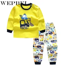 WEPBEL Newborn Infant Baby Boys Cartoon Print Sweater Tops Shirt+Pants Outfits Set Baby Clothes Kids Clothes