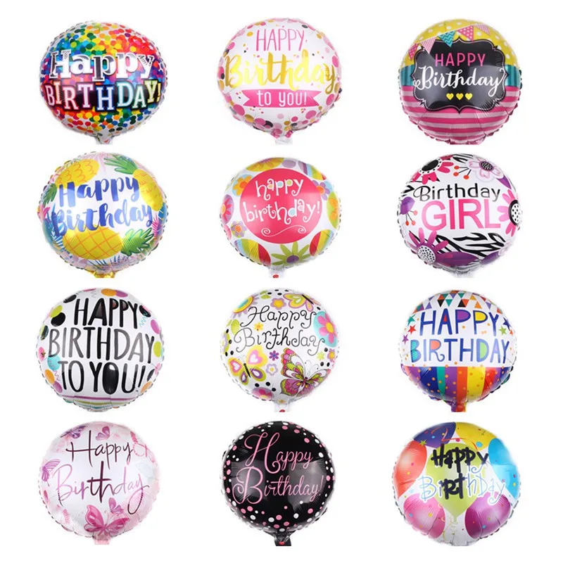 

1PC 27 Pattern 18"Happy Birthday Round Foil Balloons Helium Balloon Balls Wedding Birthday Party Decoration Kids New Year Globos