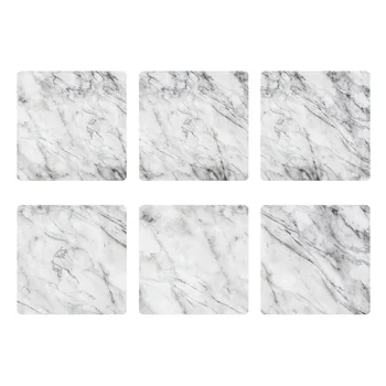 

Marble Pattern Acrylic Coaster Set Table Mat Marble Texture Printed Square Drink Cup Mats Kitchen Decor Party Favor Wedding Gift
