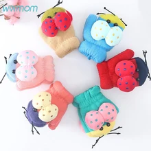 Warmom с мультипликационным принтом «The Beatles» толстые теплые детские перчатки Для детей плюс бархатные зимние детские трикотажные митенки для пальцев перчатки для 3-6 лет