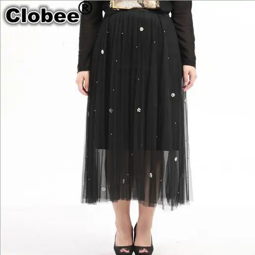 Ретро Женская юбка Лето размера плюс женские юбки элегантные ретро офисная одежда Кружева размера плюс Высокая талия Женская Туника Юбка м177