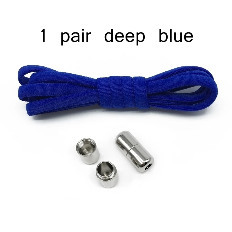 Royal blue shoelace 1 пара шнурков без галстука металлический замок круглые шнурки для кроссовок Ленивый Быстрый Эластичный шнурок растягивается шнурки для обуви - Цвет: Royal blue shoelace