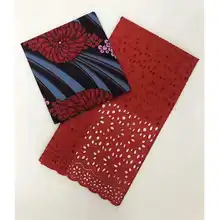 Анкара африканская вощеная ткань принтом 3 ярда+ французская кружевная ткань высокого качества хлопок Сетка кружево вышитый тюль ткань 2,5 ярд