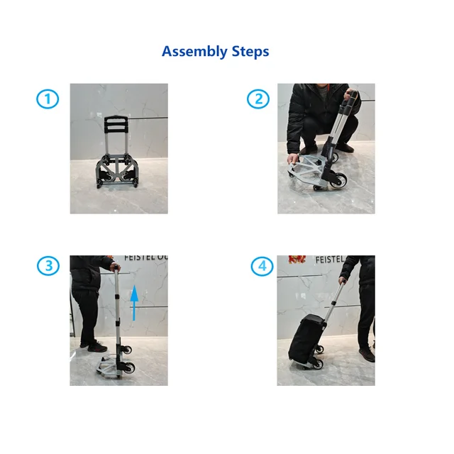 Világítsa Meg A Hordozható, Összecsukható Alumíniumötvözet Hegymászó Lépcsők Kocsi Kézi Poggyász Élelmiszerbolt -Szupermarket Acél Bevásárlókocsik - Image 3