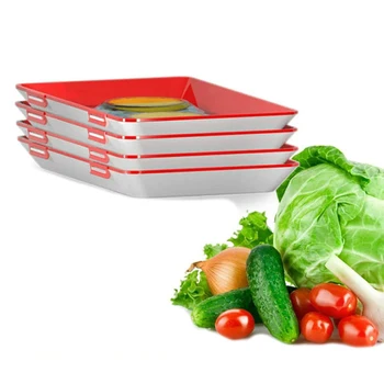 

4pcs Food Preservation Tray Set Fresh Keeping Serving Tray Reusable Food Spacer Refrigerator Storage Container Kitchen Organizer