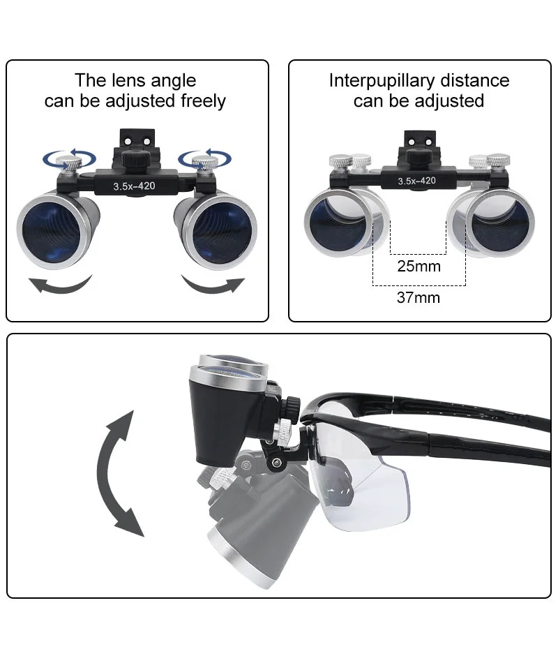 Couleur 3.5Xargent Loupe binoculaire ultralégère pour dentiste
