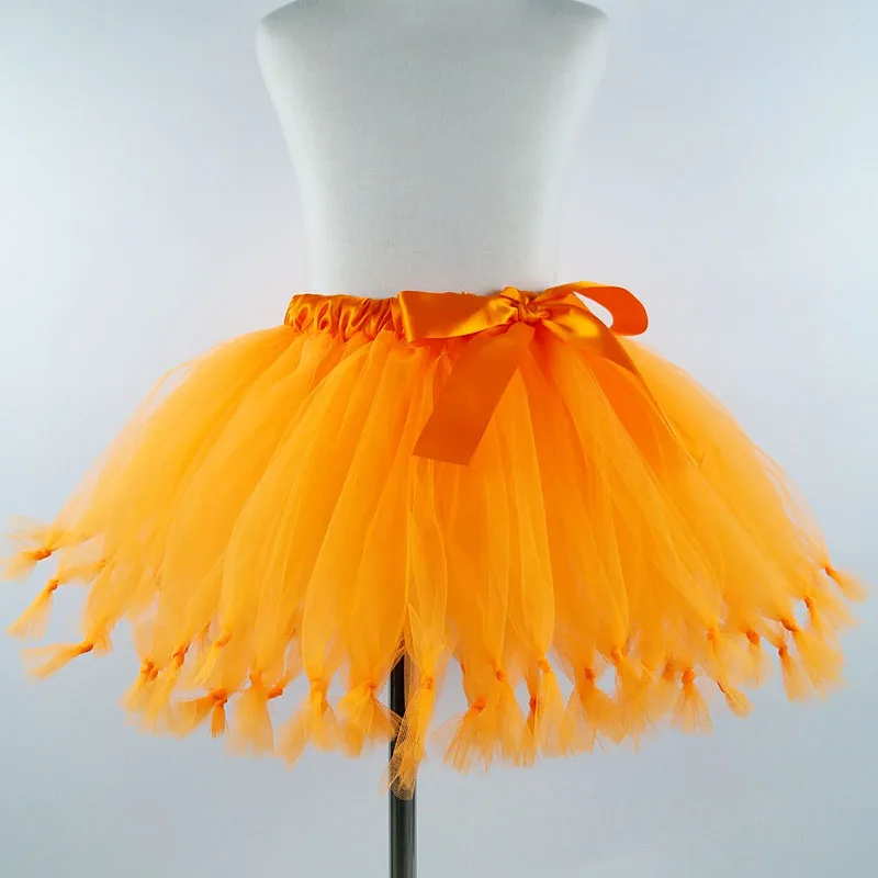 Рождественская, новогодняя, детская, зеленая, красная юбка-пачка фатиновая юбка-пачка для девочек, миниатюрная юбка для танцев, юбка-баллон бальное платье принцессы - Цвет: orange