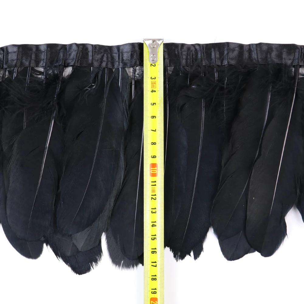 2 пары/упаковка отделка из черного гусиного пера окрашенная бахрома Высота 15 20 см