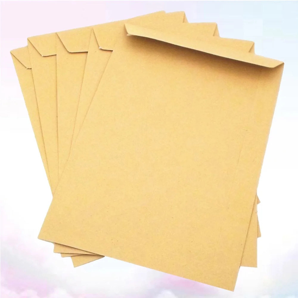 50pcs Kraft Paper Envelope Blank Classic Plain Color Envelopes for Office School Business Letter Storage Envelope (229x162mm) kraft paper envelopes mailing envelopes