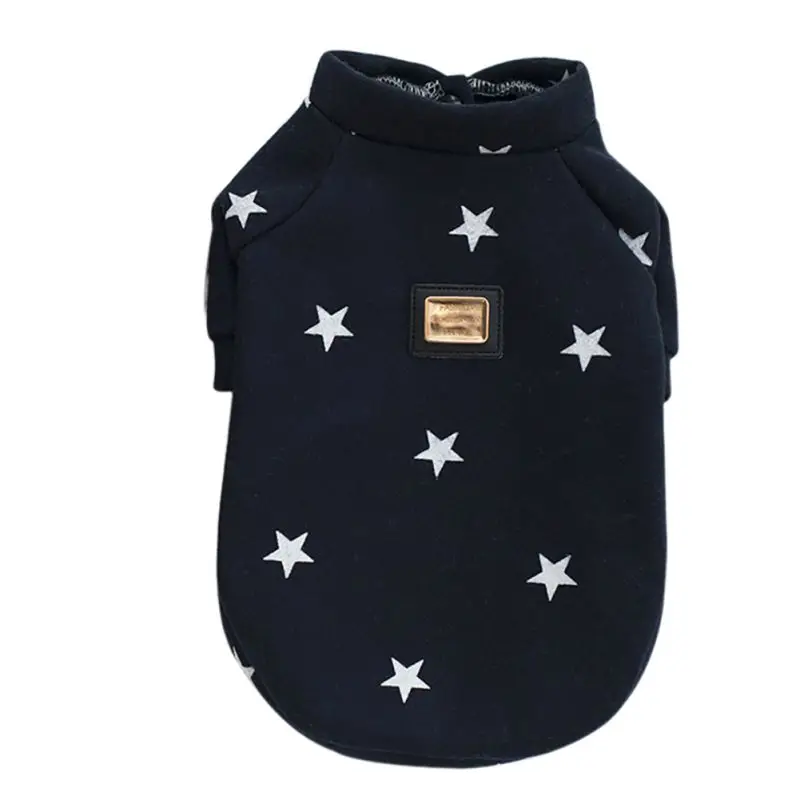 Синий Warm Pet Dogs Hoodies Pentagram Five Stars Pattern Puppy Clothes Cute Autumn and Winter Dog Accessories - Цвет: Синий