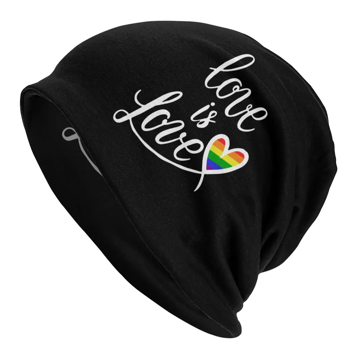 

LGBT Love Is Love Bonnet Hat Knitted Hat Autumn Winter Outdoor Skullies Beanies Hats Gay Pride Bisexual Spring Warm Dual-use Cap