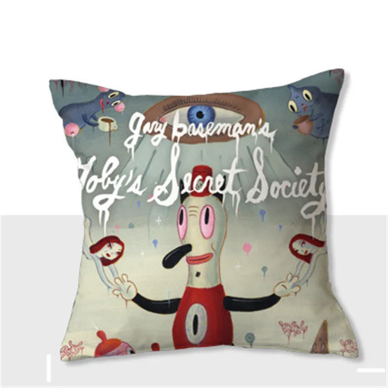 Gary Baseman Toby мультяшная короткая плюшевая подушка для гостиной диван пуховая подушка офисная Подушка для сна мягкая игрушка X2439 - Цвет: 50X50CM