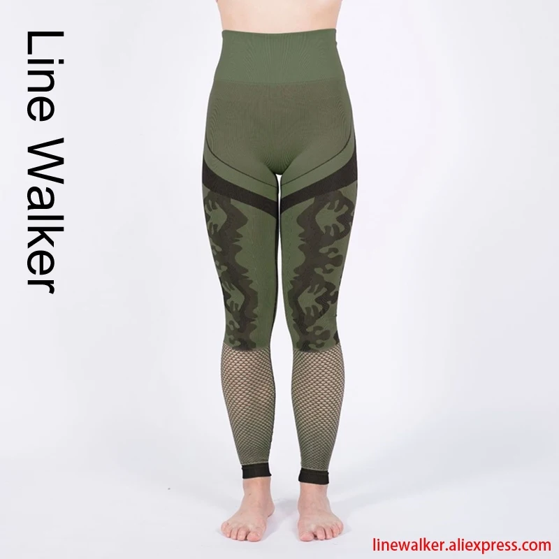 Camouflage Sports Leggings High Waist Yoga Pants for Women Fitness Workout Seamless Leggins Elastic Mesh Gym Push Up Tights