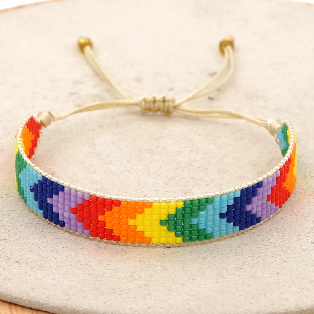 

Go2Boho Boho Bracelet 2020 Miyuki Pulseras Arrow Pattern Jewellery Handmade Loom Woven Summer Rainbow Bracelets Women Jewelry