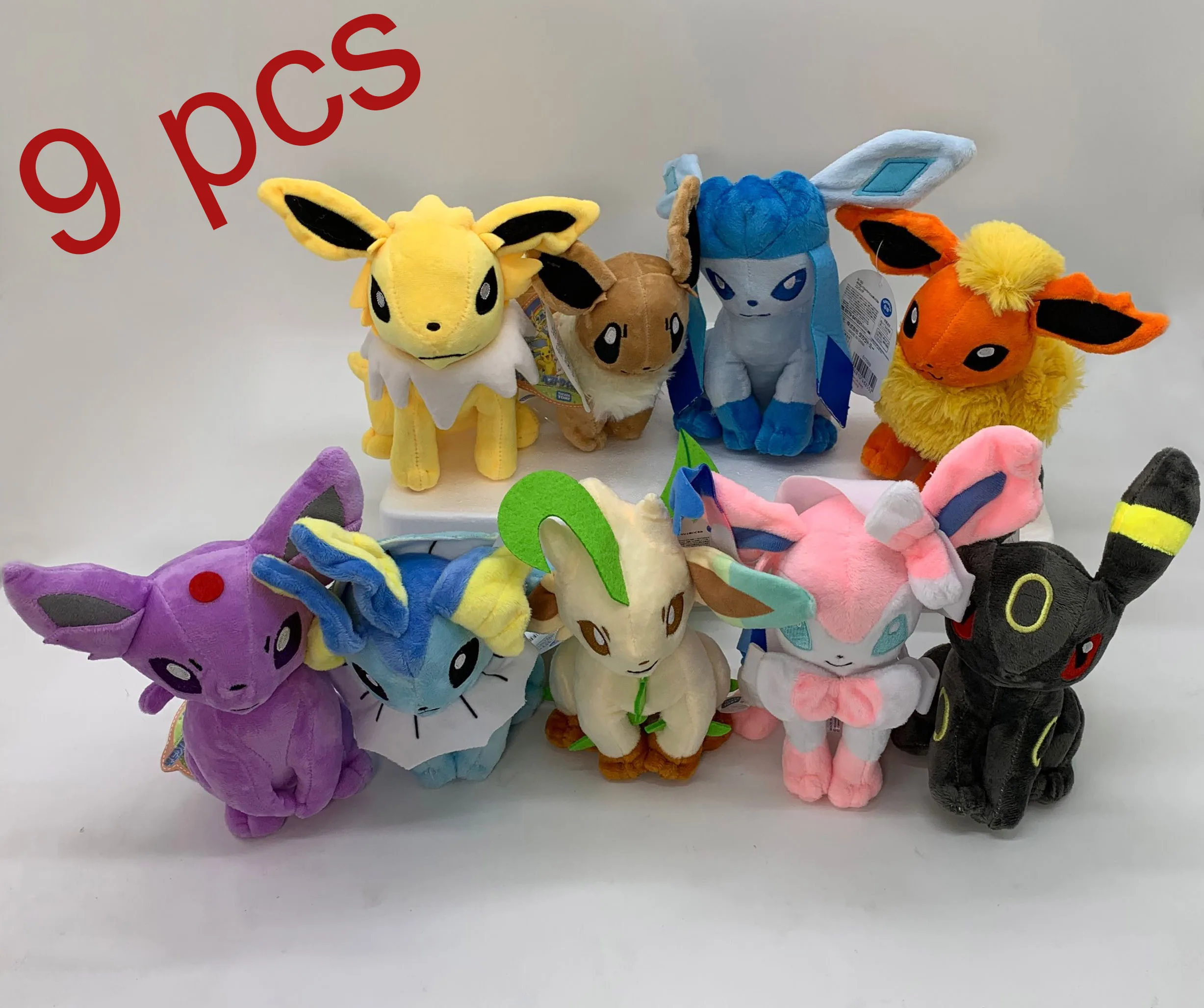 9X Eevee Vaporeon Jolteon Syleveon Flareon плюшевые Sylveon Espeon Umbreon Leafeon мягкие игрушки 8"