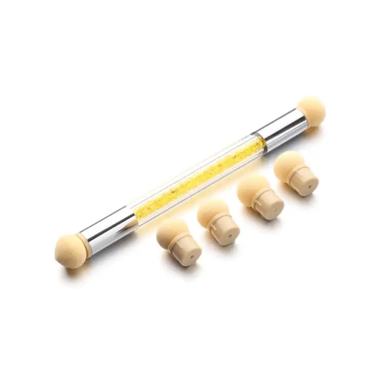baby boomer sponge Gradient Brush With 4 Replace Sponge Heads Glitter Powder Dotting Gradient Pen Sponge Nail Art 5