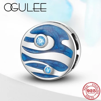 

OGULEE 925 Sterling Silver Solar System Jupiter Enamel CZ Beads Clip fits Original Reflection Charm DIY Bracelet Jewelry Gifts