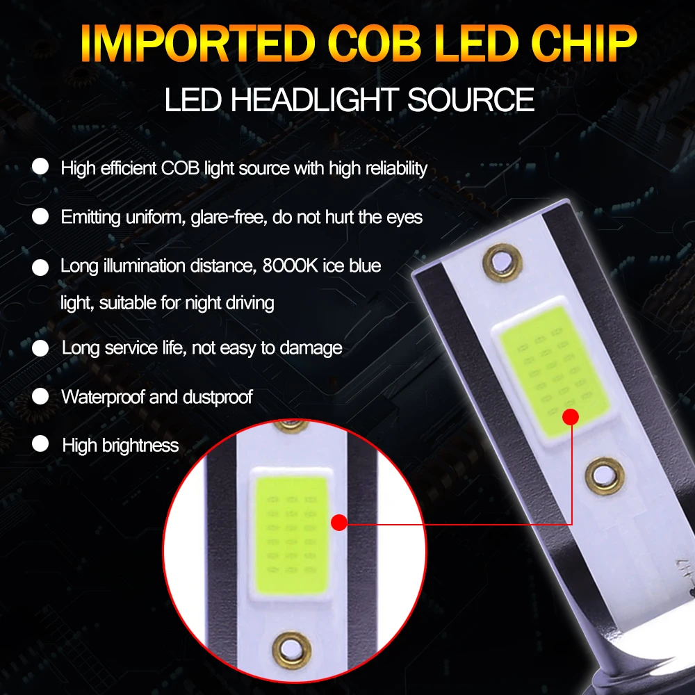 1 Pair LED Headlight Bulbs Driving Fog Light Lamps 8000K 6000LM 9V-36V 36W 9005 Color temperature: 8000K