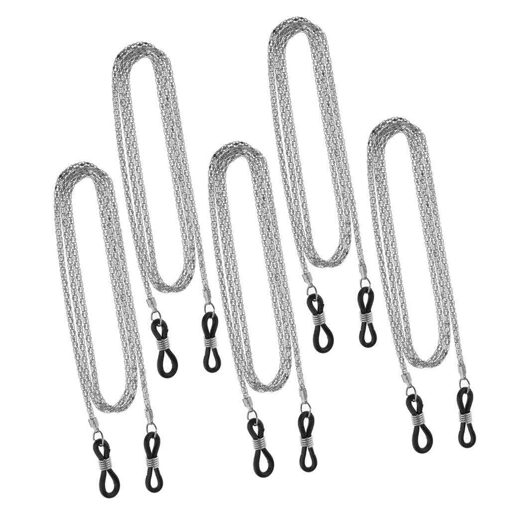 Lot 5pcs Metal Eyeglass Neck Cord Chain Reading Glasses Sunglasses Holder Necklace Lanyard - Gold Gray White Black