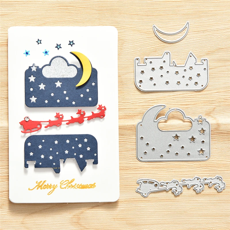 

YaMinSanNiO Christmas Deer Night Star Metal Cutting Dies New 2019 for Card Making Scrapbooking Embossing Cuts Stencil Craft Die