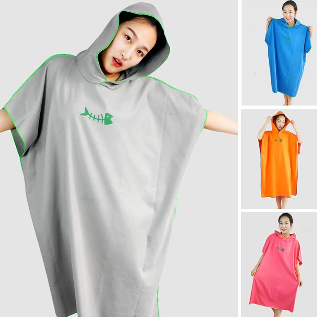 Unisex Beach Bath Surf Poncho Robe With Hood Wetsuit Changing Towel