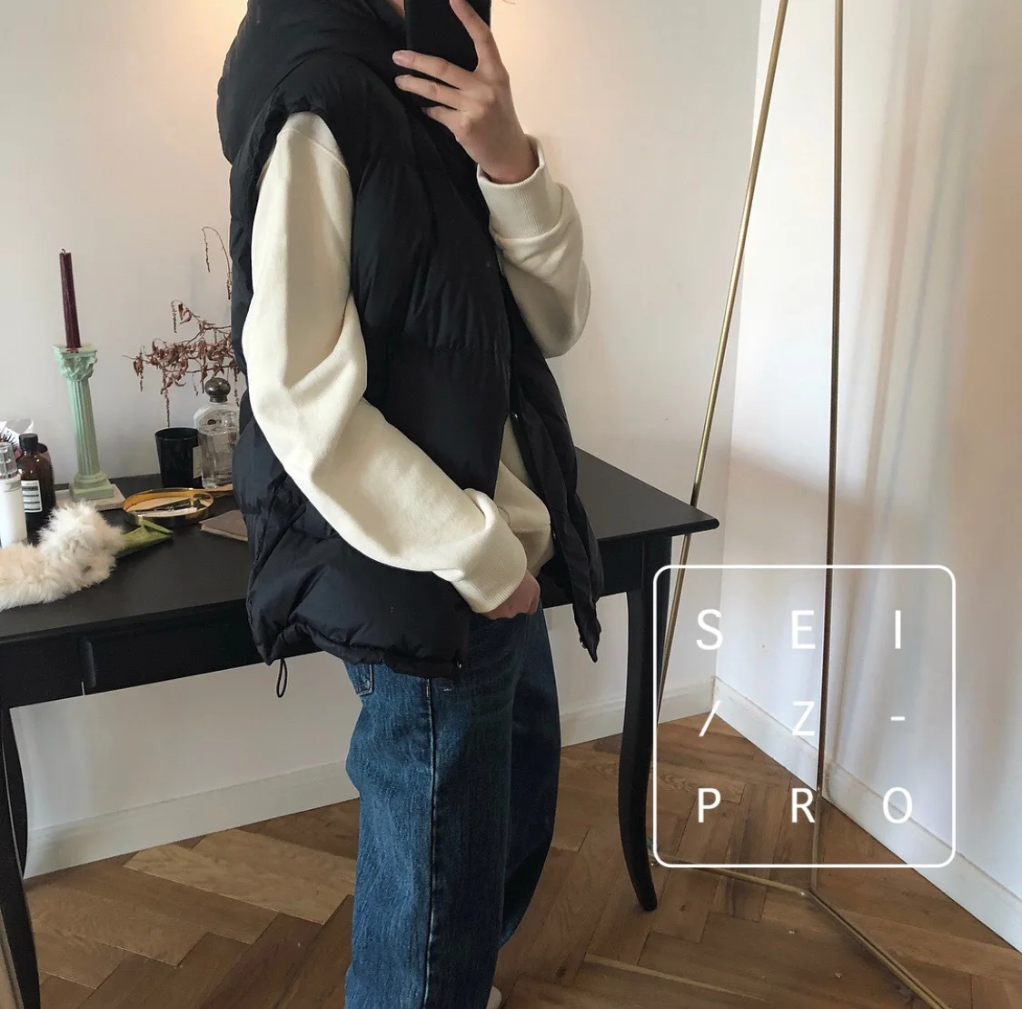 Winter New South Korea 90% White Goose down Vest down Coat Short Thick Loose-Fit Hooded Vest Women's