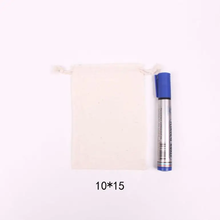 100 Pcs/Lot 7*9 9*12 10*15 13*18 15*20cm 130g Natural Cotton Bags Drawstring Pouches Gift Packaging Bag Print Customise Logo