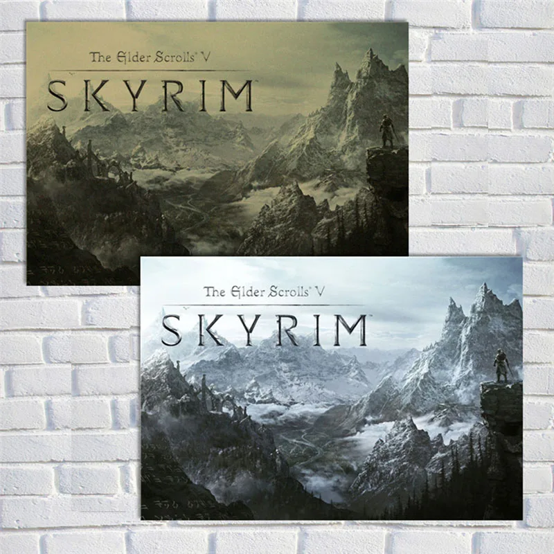 Skyrim The Elder свитки игра плакаты белая крафт-бумага ВИНТАЖНЫЙ ПЛАКАТ и печатная графика стены искусства плакат QT631 - Цвет: Многоцветный