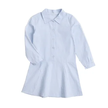 

Girls Dress Striped Shirt Collar Children Dress Leisure Spring and Autumn
