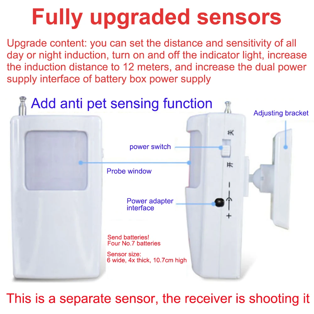 interruptor sem fio do sensor de movimento do detector infravermelho do corpo humano da receptor para segurança em casa