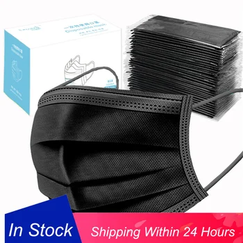 

50Pcs/lot Black Mouth Mask PM2.5 Disposable Mask Activated Carbon Unisex Protection Fabric Dust Respirator Face Mask Masque
