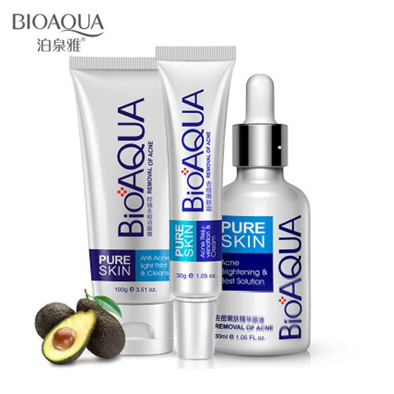

BIOAQUA Anti Acne Set Face Care Treatment Scars Set Anti Acne Removal Gel Whitening Moisturizing Scar Shrink Pores Set 3pcs