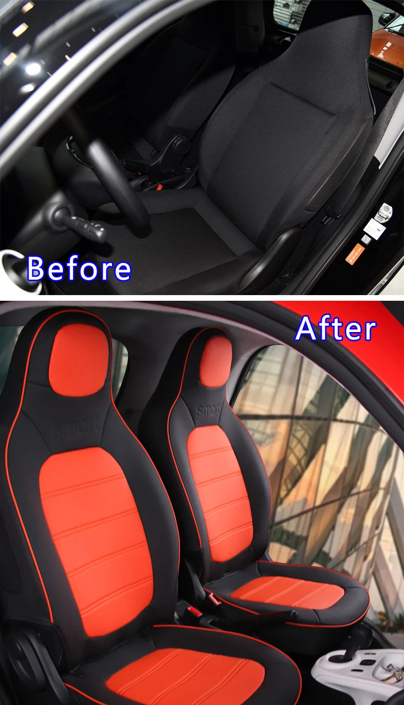 Автомобильное сиденье из кожи, покрытие для интерьера, аксессуары для укладки- Mercedes Smart 453 fortwo, защитная подушка