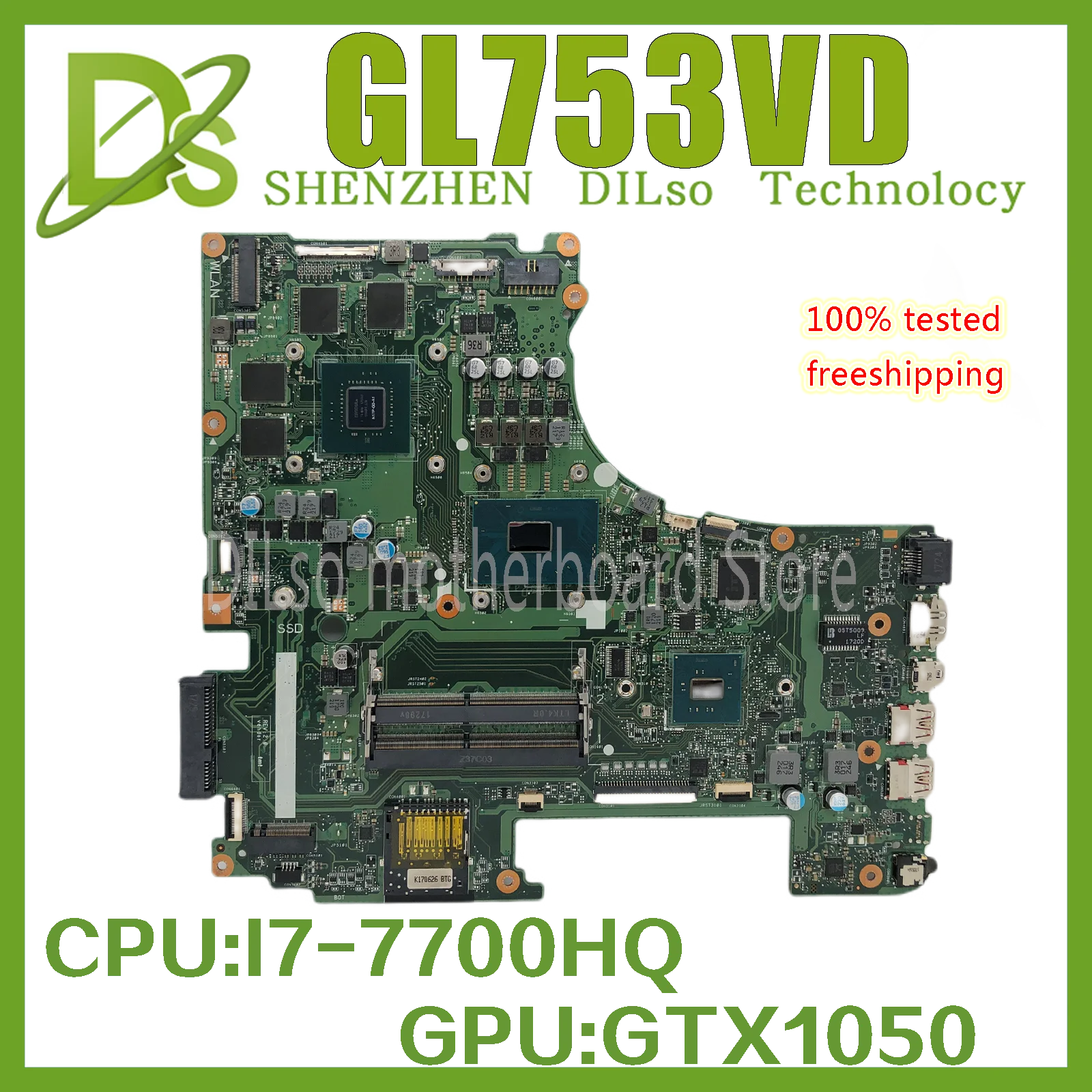 KEFU GL753VD Материнская плата ASUS ноутбука GTX1050-2GB/4GB Объём памяти видеокарты с I7-7700HQ
