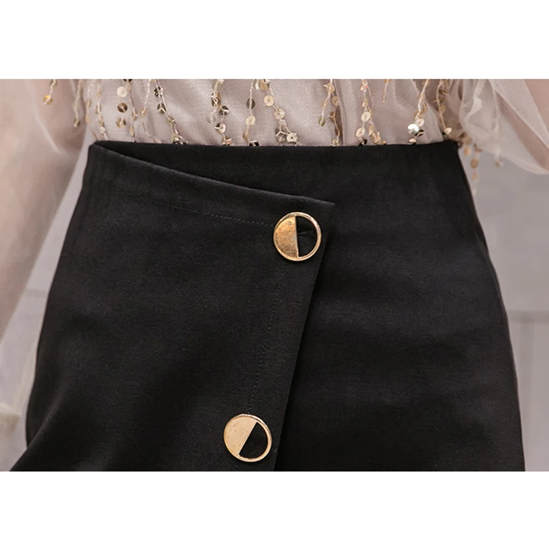 Faldas Mujer Moda, черные офисные юбки для женщин, осенняя Красная Эластичная Элегантная Юбка До Колена на молнии, женская одежда, миди Jupe Femme