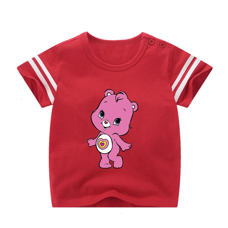 Для мальчиков или девочек, Care Bears с персонажами из мультфильмов, детская спортивная футболка из натуральной детская футболка для маленьких мальчиков летние топы с рисунком из аниме cartoonTees - Цвет: as picture