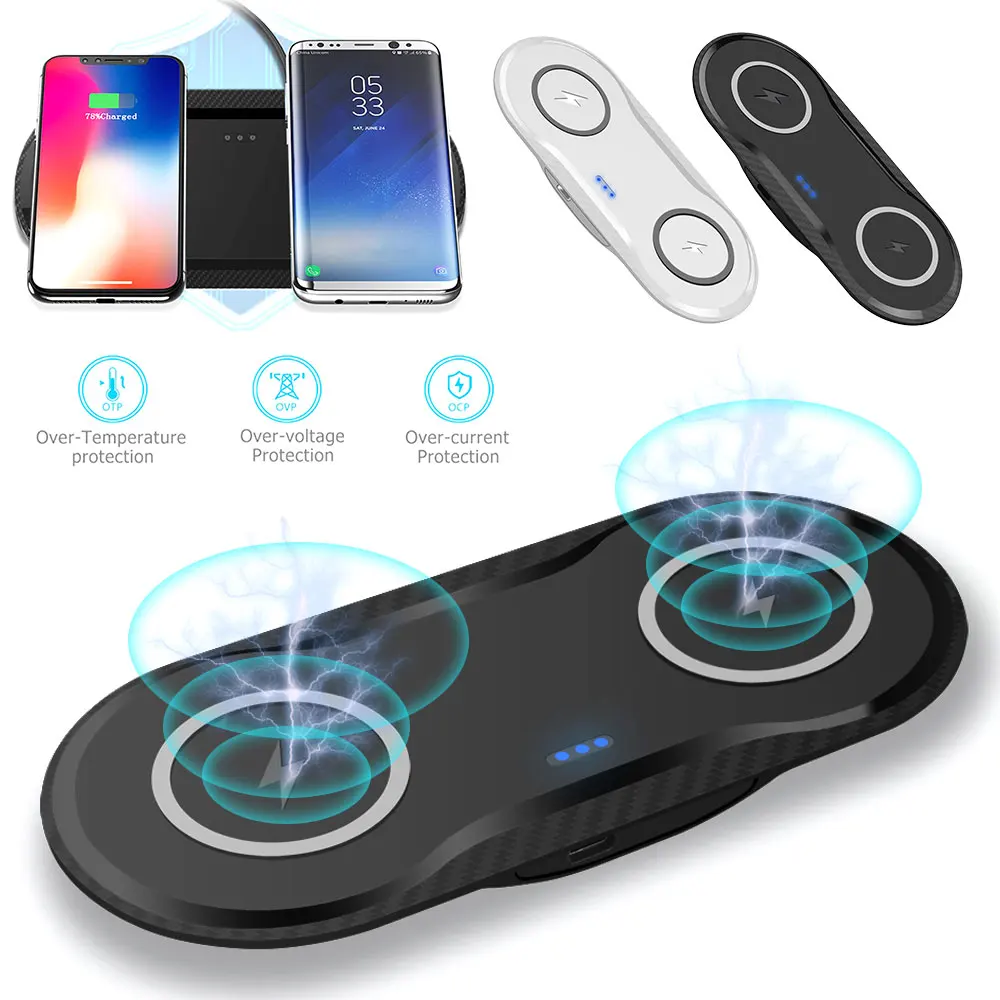 Беспроводная Смарт 5 Вт/10 Вт Двойная зарядка для IPhone 11 XS XR X AirPods быстрая зарядная