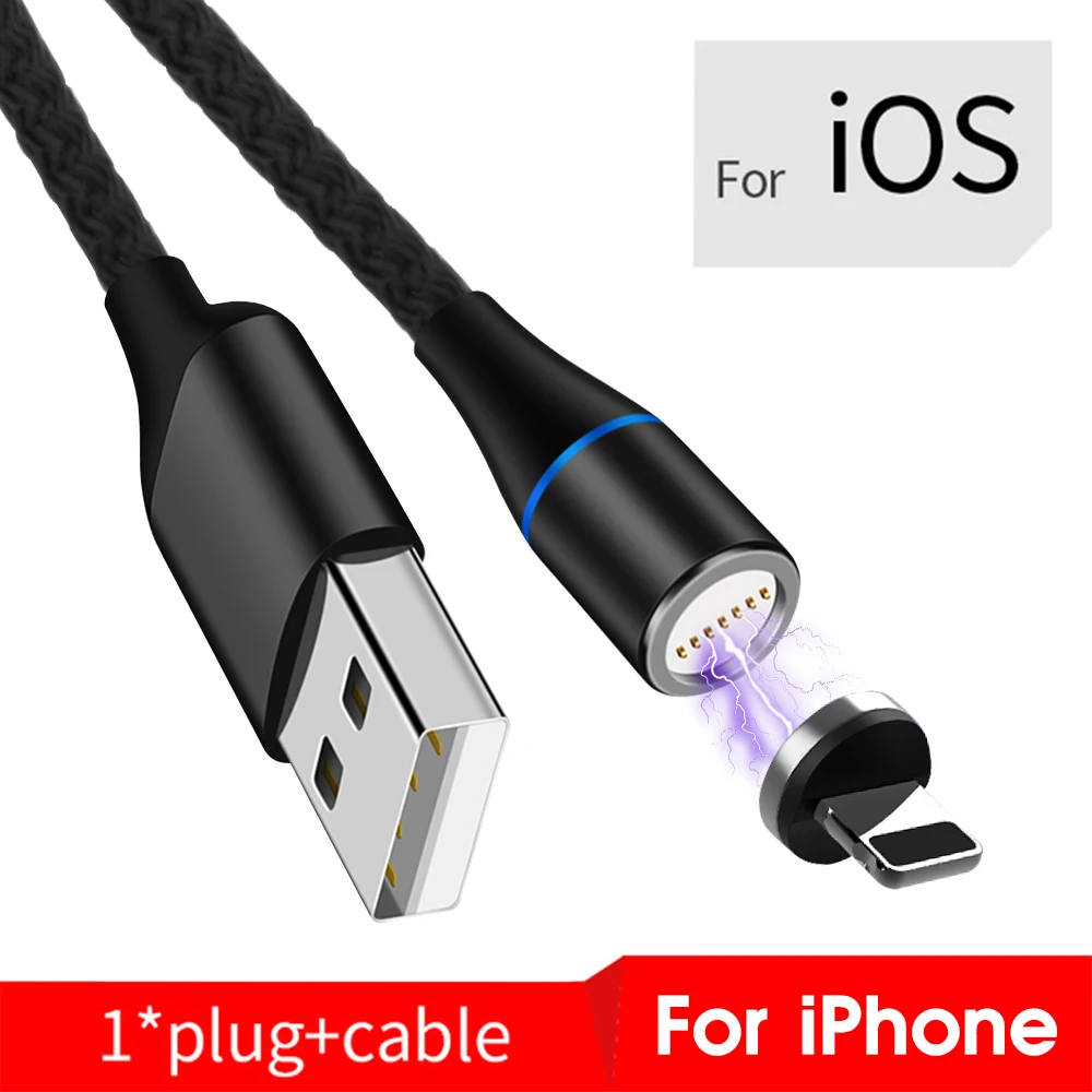 Магнитный кабель для iPhone Micro UCB type C Кабель-адаптер для быстрой зарядки 3A зарядное устройство для мобильного телефона для Xiaomi для iPhone XS Max - Цвет: Black For iOS