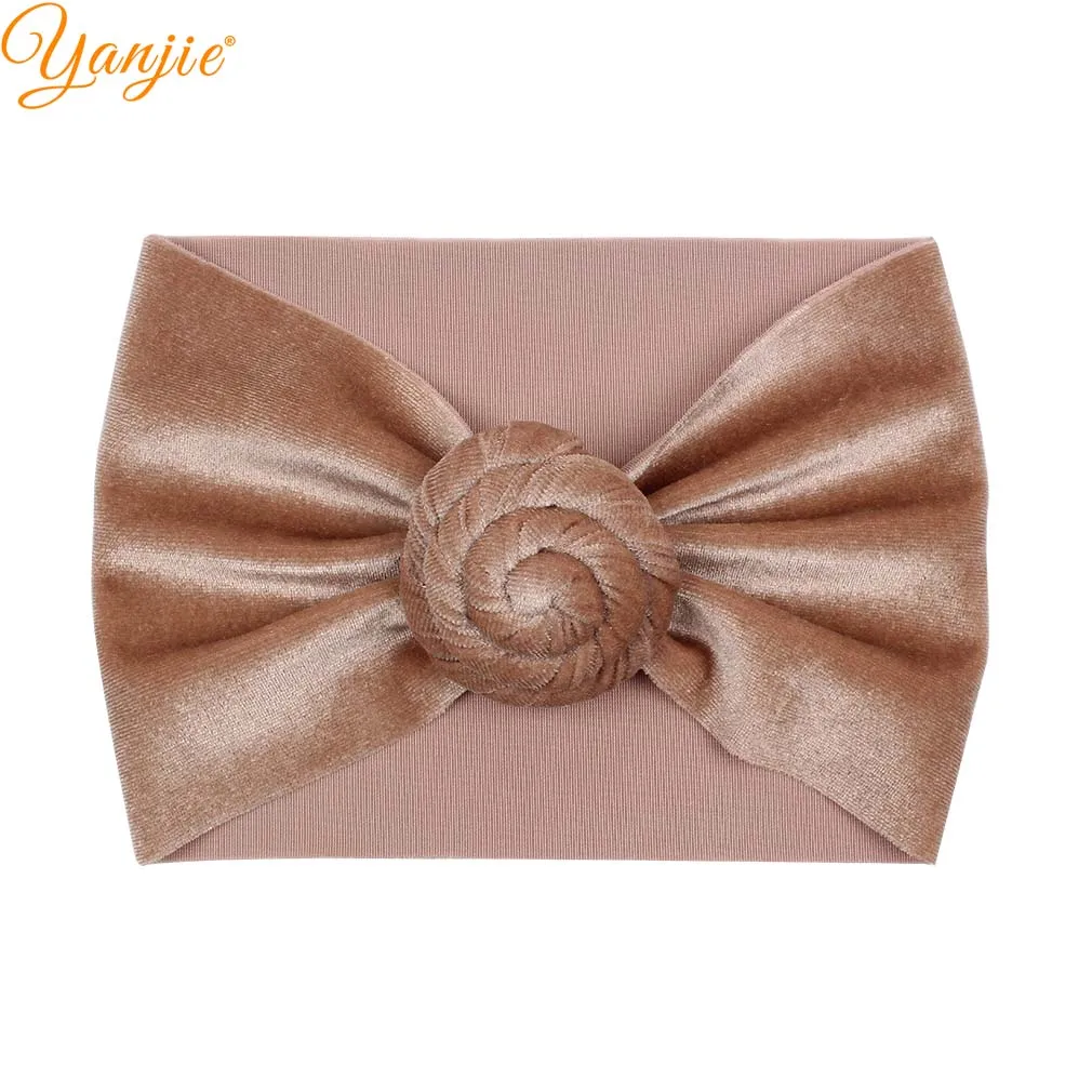 Solid Soft Velvet Turban For Girls Headband Winter Velvet Ball Head Wrap Kids Hair Bands Hair Accessories