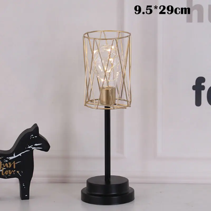 Party Event Supplies Nordic Style 3D Geometric Metal Industrial Tea Light Bed Side Home Decor Light Portable Lighting Accessorie