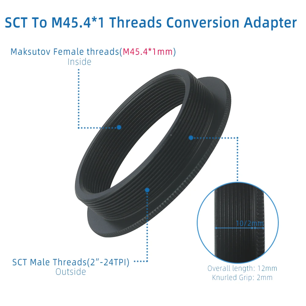 EYSDON SCT macho para macho roscas T-Ring adaptador, Transformar para M54.4 * 1mm telescópio, conversão, 2 in-24TPI