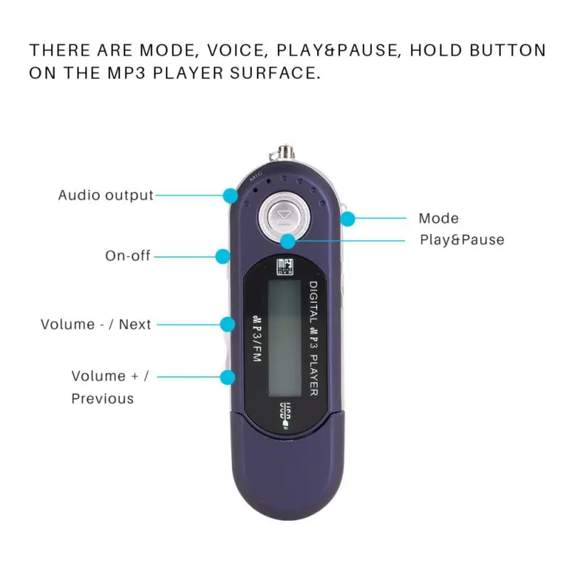 Новейший USB MP3 музыкальный плеер цифровой ЖК-экран Поддержка 32 Гб TF карта и fm-радио с микрофоном черный синий Mp3 плеер