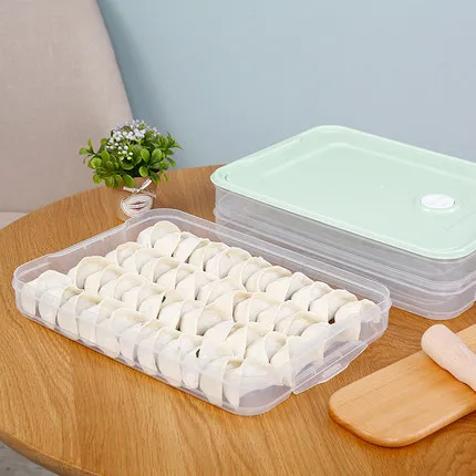 Пластиковый холодильник ящик для хранения продуктов питания клецки контейнер держатель Органайзер 2-4 слоя(прозрачный цвет