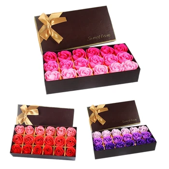 

54Pcs Creative Gradient Simulation Rose Soap Flower Red & Purple & Rose Red