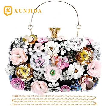 

XUNJIDA Colorful Flower Clutch Evening Bags for Women Formal Bridal Wedding Clutch Purse Handmade Prom Cocktail Party Handbags