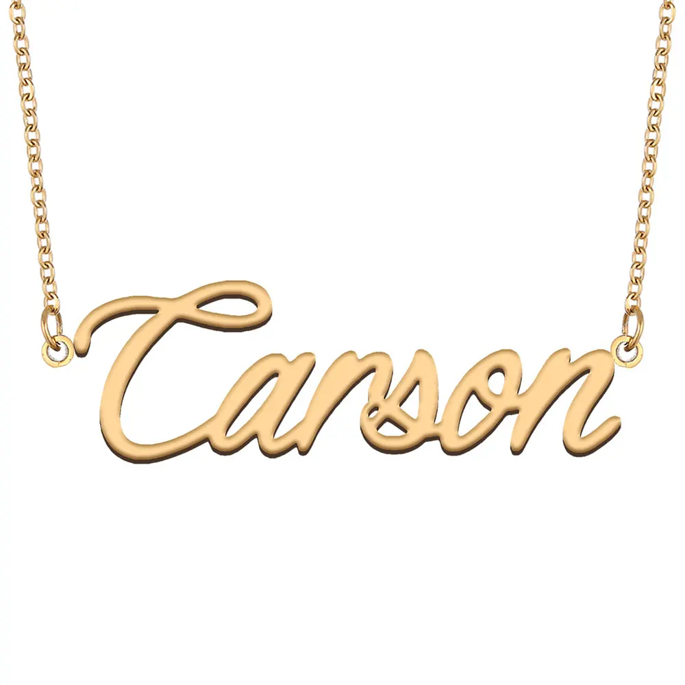 

Ожерелье Carson с именной табличкой для женщин, ювелирные изделия из нержавеющей стали, позолоченная цепочка с кулоном, подарок женщине, матери, девушке